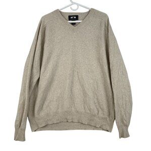 Woods & Gray Sweater Mens XL Beige 100% Cashmere Pullover V Neck Soft Classic